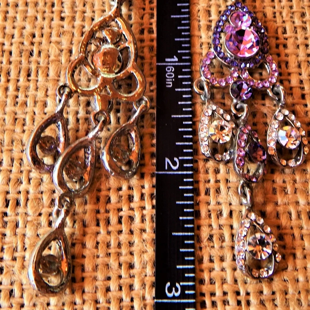 <3 Dazzling Lavender/Clear Rhinestone Earrings <3 - Picture 7 of 7